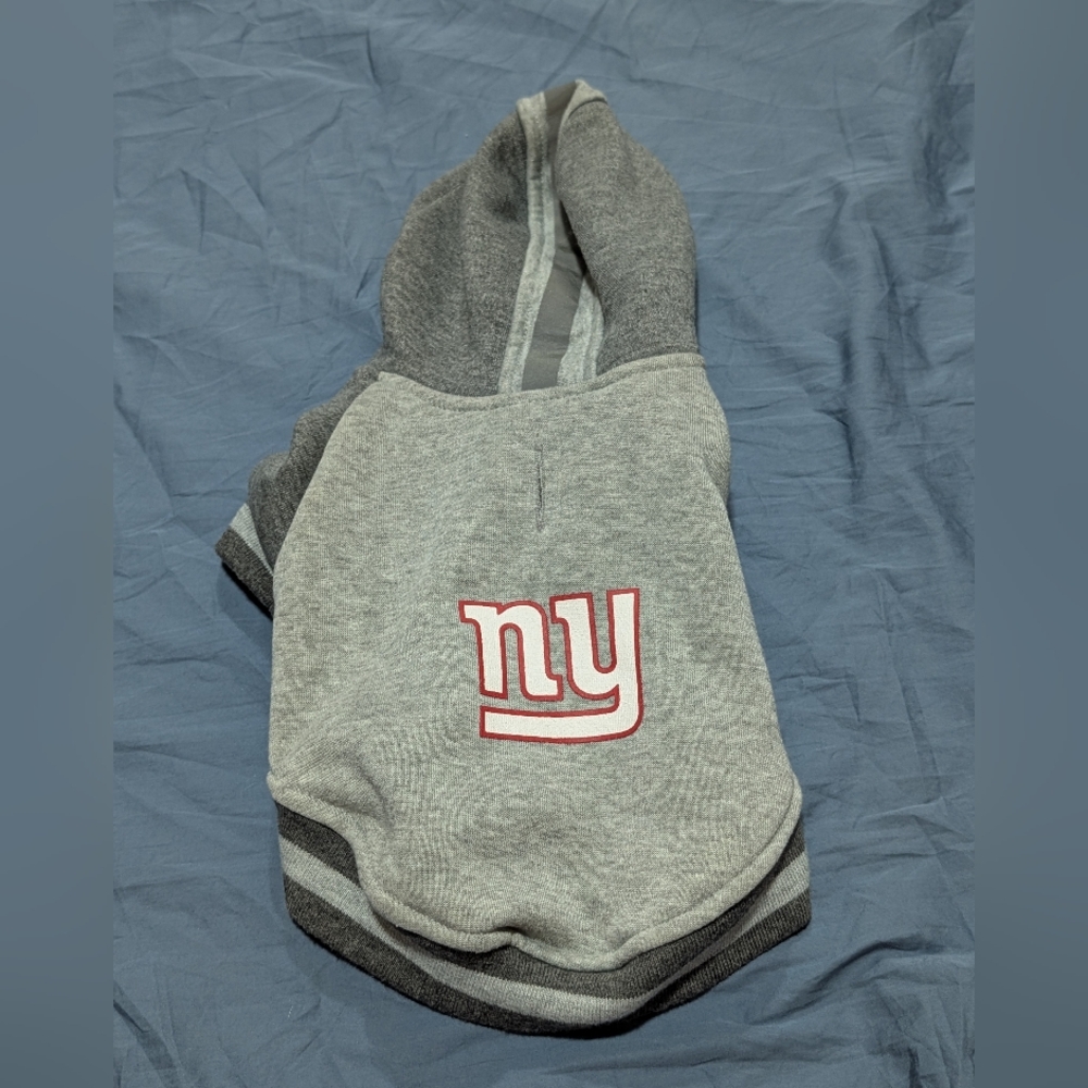 NFL Gray, New York Giants Hooded Sweater For Dogs, Size Small